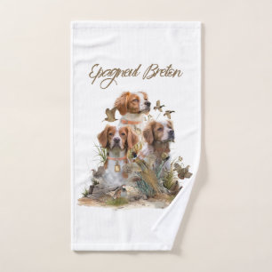 Brittany Spaniel , Passion for Birds Bath Towel Set