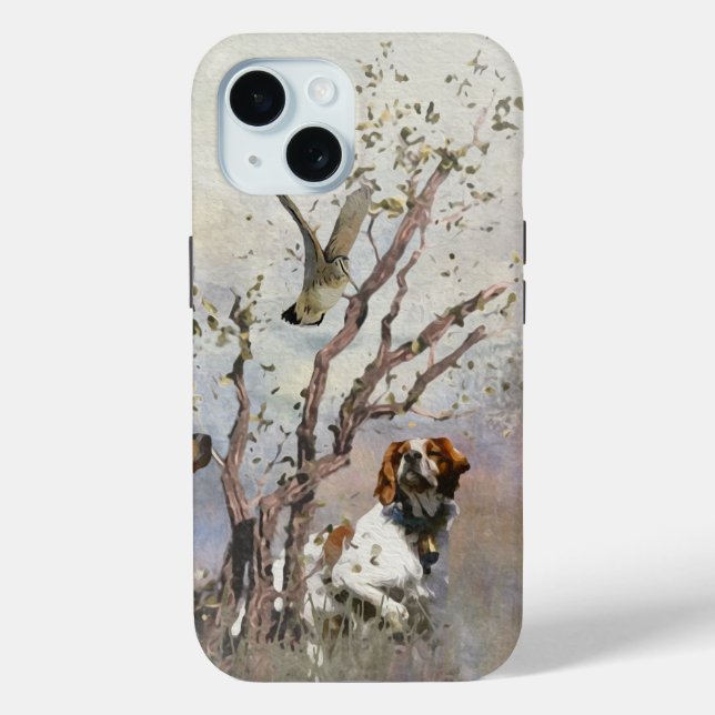 Brittany Spaniel , Passion for Birds Case-Mate iPhone Case (Back)