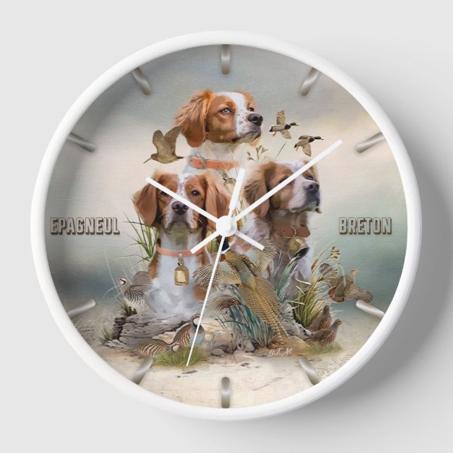 Brittany Spaniel , Passion for Birds Clock (Front)