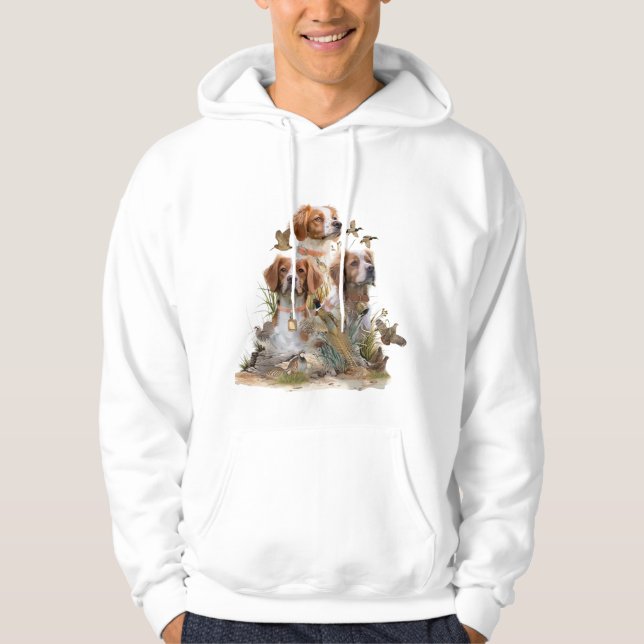 Brittany Spaniel , Passion for Birds Hoodie (Front)