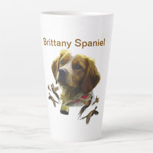 Brittany Spaniel , Passion for Birds Latte Mug
