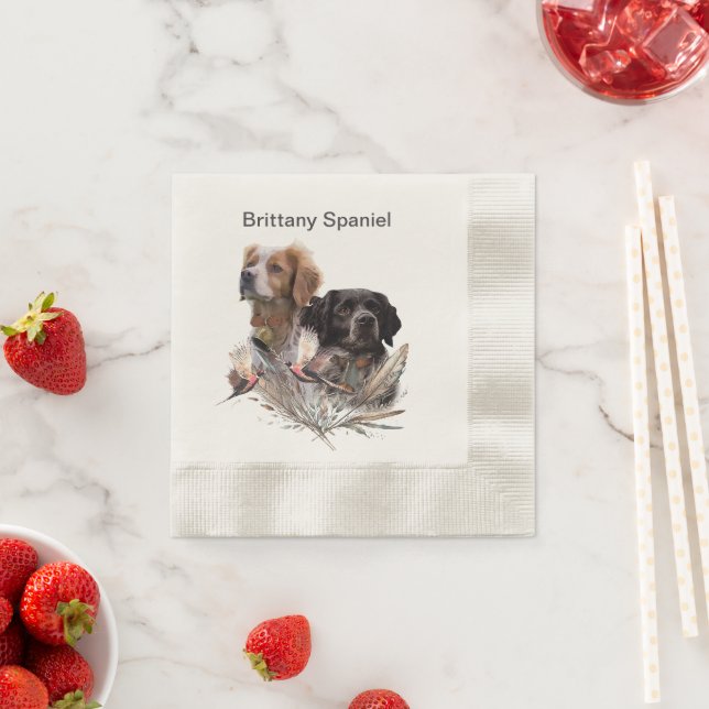 Brittany Spaniel , Passion for Birds Napkin (Insitu)