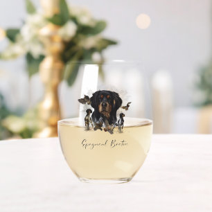 Brittany Spaniel , Passion for Birds Stemless Wine Glass