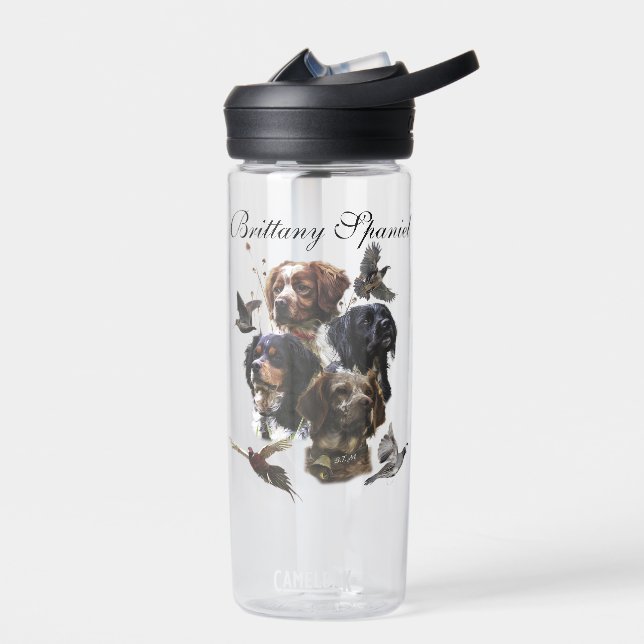 Brittany Spaniel , Passion for Birds Water Bottle (Left)