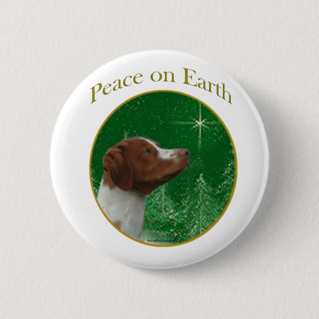 Brittany Spaniel Peace 6 Cm Round Badge (Front)