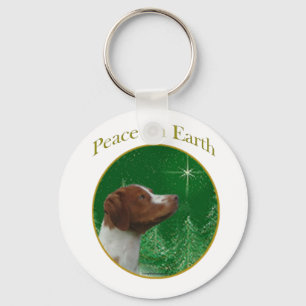 Brittany Spaniel Peace Key Ring
