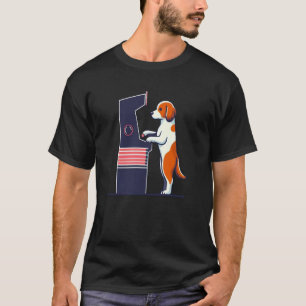 Brittany Spaniel Playing Arcade Retro Gamer Dog Lo T-Shirt