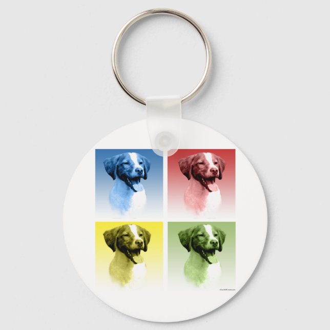 Brittany Spaniel Pop Art Key Ring (Front)