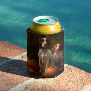 Brittany Spaniel Puppy Autumn Delight Pumpkin  Can Cooler