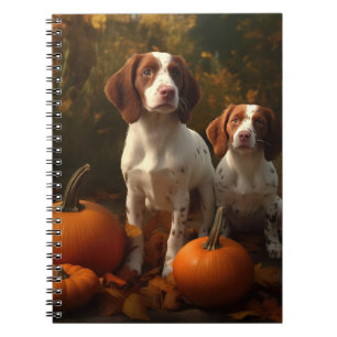 Brittany Spaniel Puppy Autumn Delight Pumpkin Notebook