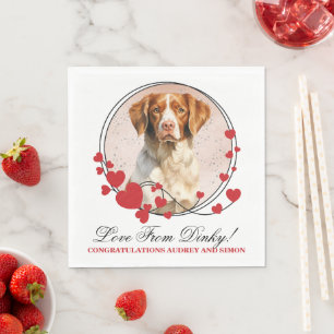 Brittany Spaniel Red Heart Frame Dog Photo Napkin