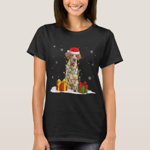 Brittany Spaniel Santa Christmas Tree Lights Xmas T-Shirt