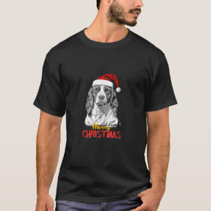 Brittany Spaniel Santa Claus Hat Merry Christmas D T-Shirt