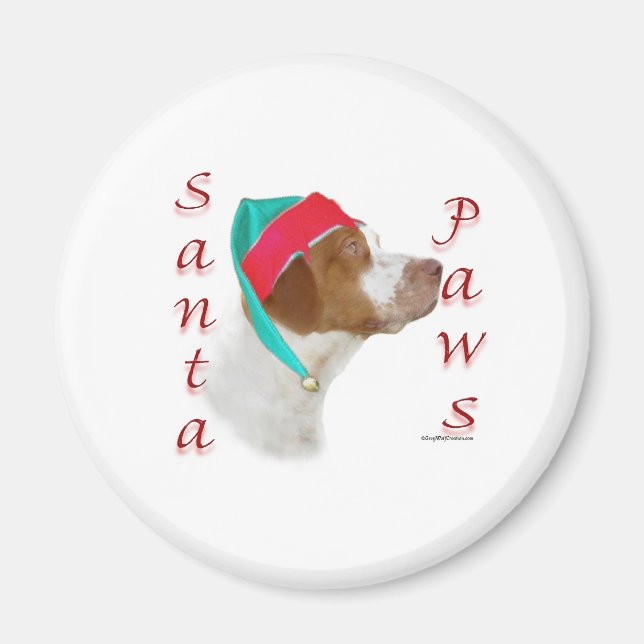 Brittany Spaniel Santa Paws Magnet (Front)