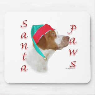 Brittany Spaniel Santa Paws Mouse Pad