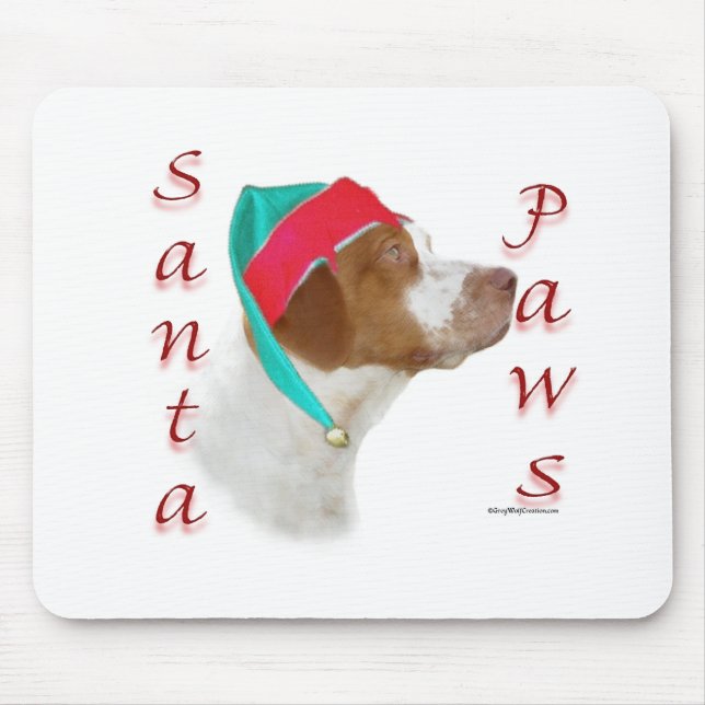 Brittany Spaniel Santa Paws Mouse Pad (Front)