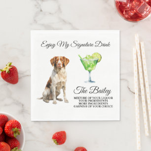 Brittany Spaniel Signature Drink Wedding Pet Napkin