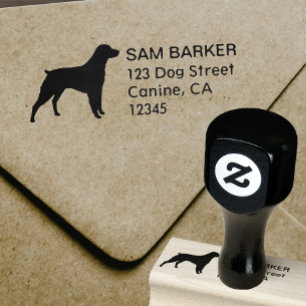 Brittany Spaniel Silhouette Return Address Rubber Stamp