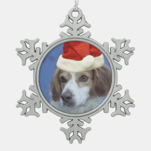 Brittany Spaniel Snowflake Pewter Christmas Ornament