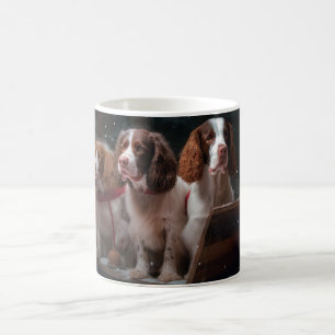 Brittany Spaniel Snowy Sleigh Christmas Decor   Coffee Mug
