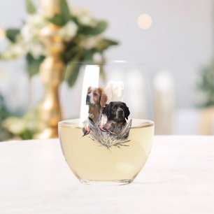 Brittany Spaniel Stemless Wine Glass