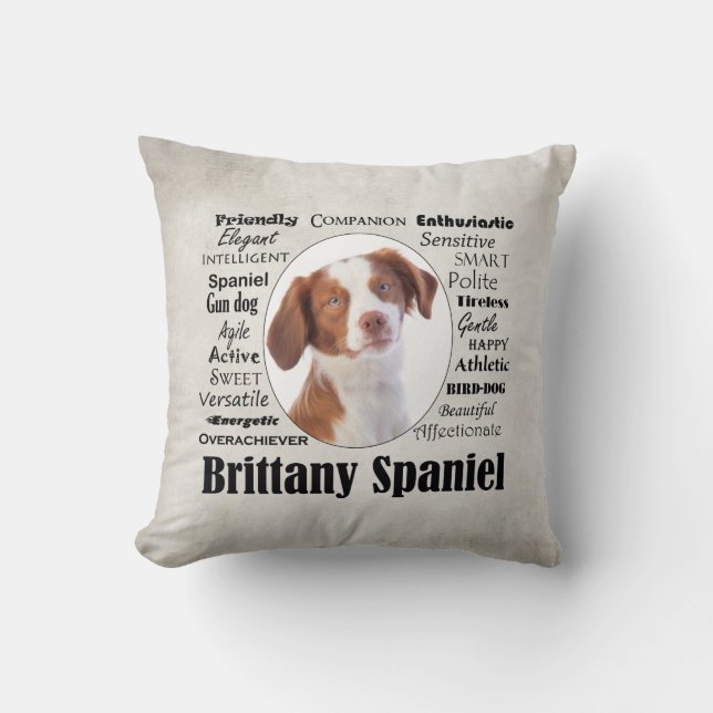 Brittany Spaniel Traits Cushion (Front)