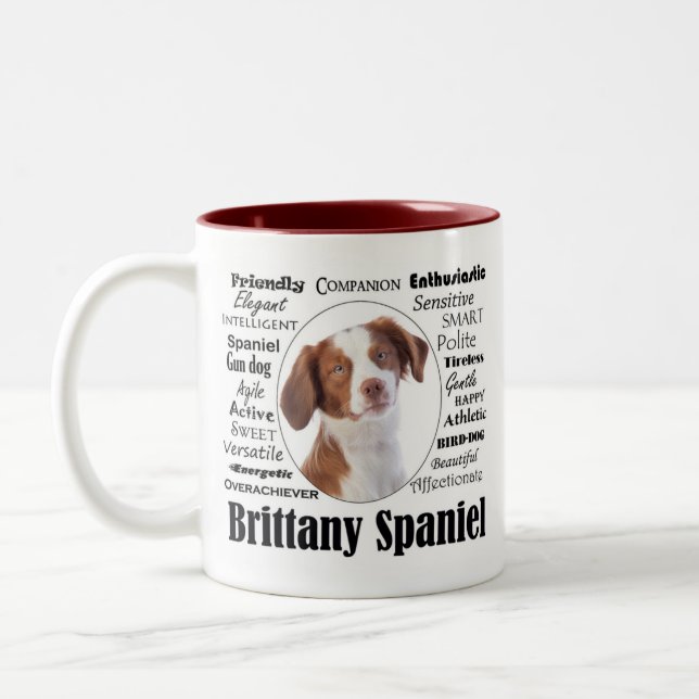 Brittany Spaniel Traits Two-Tone Coffee Mug (Left)
