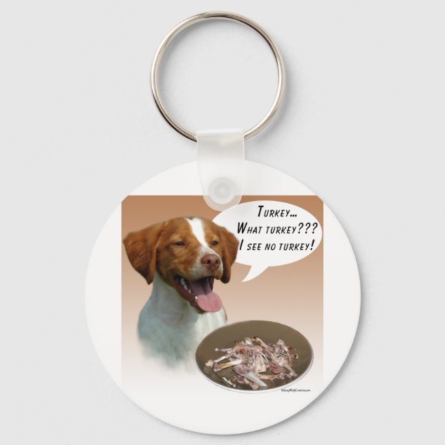 Brittany Spaniel Turkey Key Ring (Front)