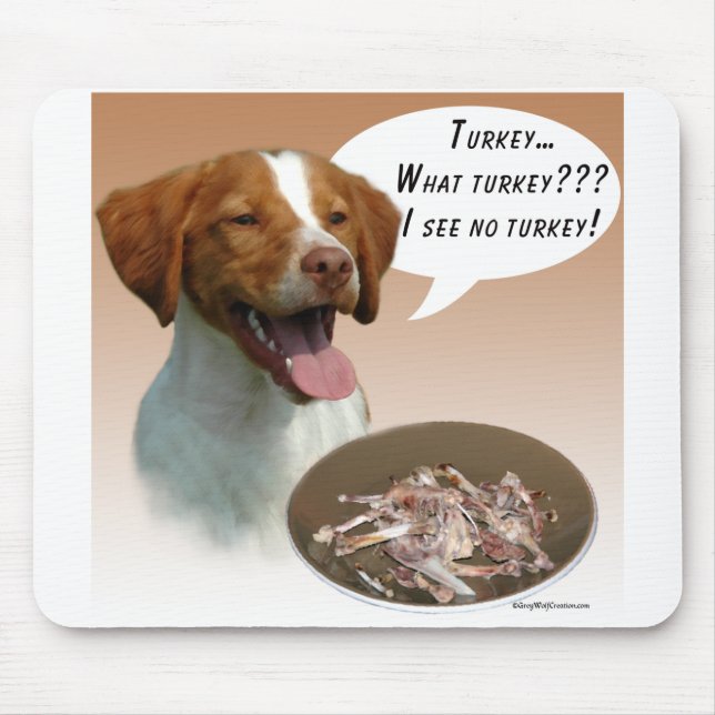 Brittany Spaniel Turkey Mouse Pad (Front)