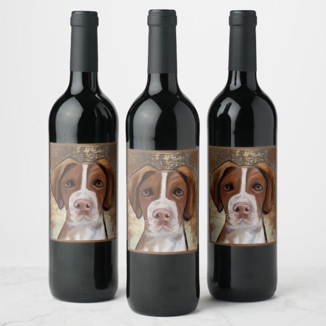 Brittany Spaniel         Wine Label (Bottles)