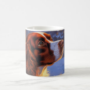 Brittany Spaniel with Christmas Lights Holiday  Coffee Mug