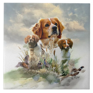 Brittany Spaniels , French Brittany , Bird dog  Ceramic Tile
