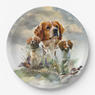 Brittany Spaniels , French Brittany , Bird dog Paper Plate
