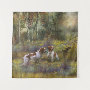 Brittany Spaniels,  Woodcock Hunting , Art  Tapestry