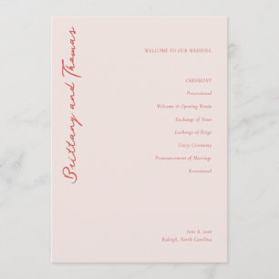 Brittany & Thomas Elegant Peach Serif Ceremony Sch Program