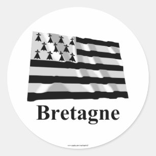 Brittany Waving Flag with Name in French Classic Round Sticker