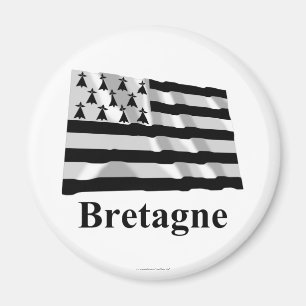 Brittany Waving Flag with Name in French Magnet