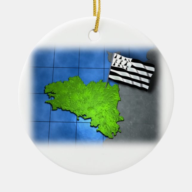 Brittany with its own flag ceramic tree decoration (Front)