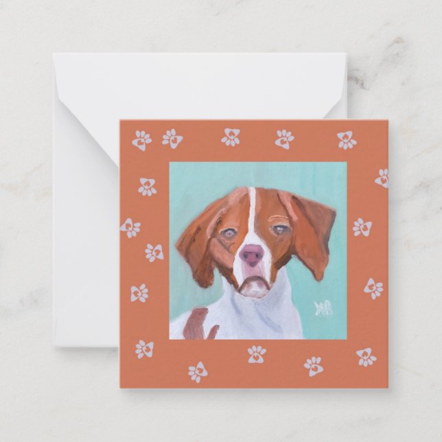 Brittany with Paw Prints Card (Front)