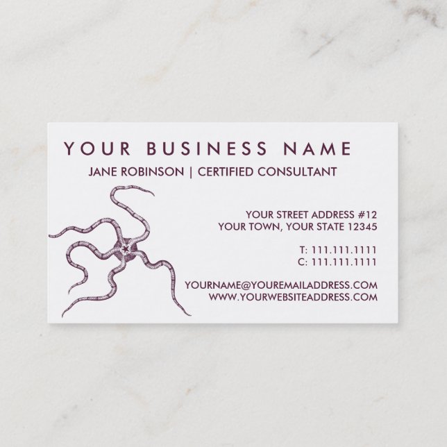 Brittle Star - Serpent Star - Marine Biology Business Card (Back)
