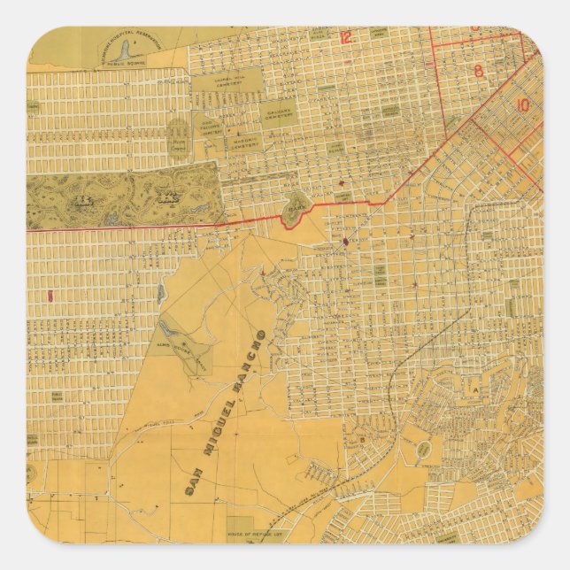 Britton and Rey's Guide Map Square Sticker (Front)