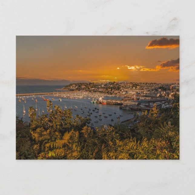 Brixham Harbour At Sunset Postcard (Front)
