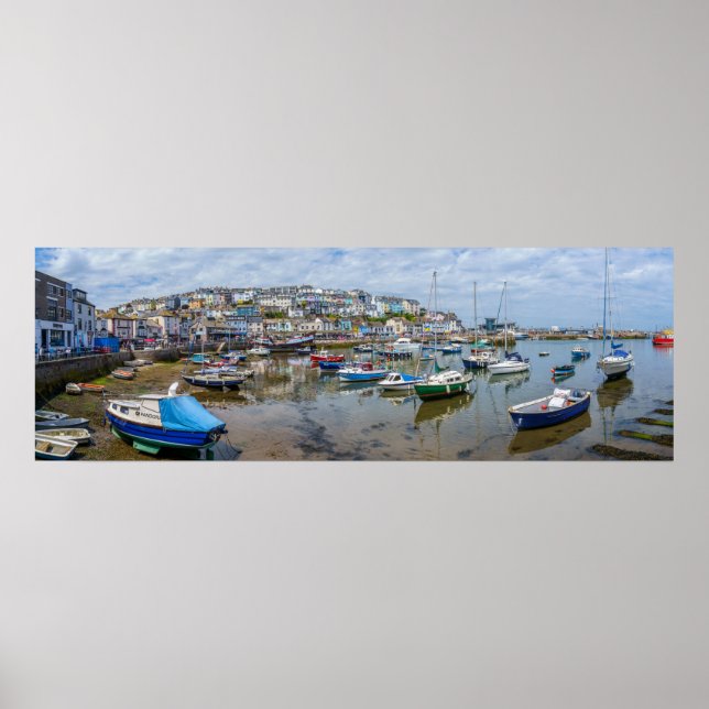 Brixham Harbour Panorama Poster (Front)