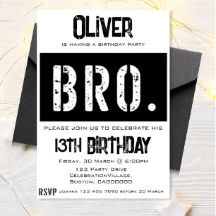 Bro 13th Birthday Party  Invitation