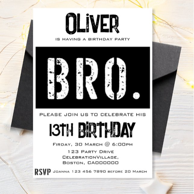 Bro 13th Birthday Party  Invitation (Creator Uploaded)