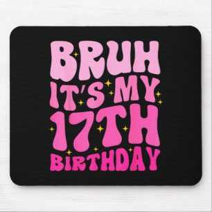 Bro 17th Birthday 17 Year Old 17yr Cute Groovy Mouse Pad