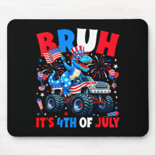 Bro 4th Of July Monster Truck T-Rex Dinosaur Boys Mouse Pad