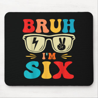 Bro 6 Six 6th Birthday Groovy Boys Girls 6 Years Mouse Pad