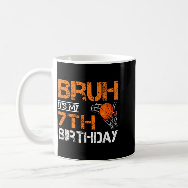 Bro 7th Birthday Basball 7 Year Old Player Lover Coffee Mug (Left)