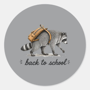 Bro Back Timothy Racoon Back To School Retro Classic Round Sticker